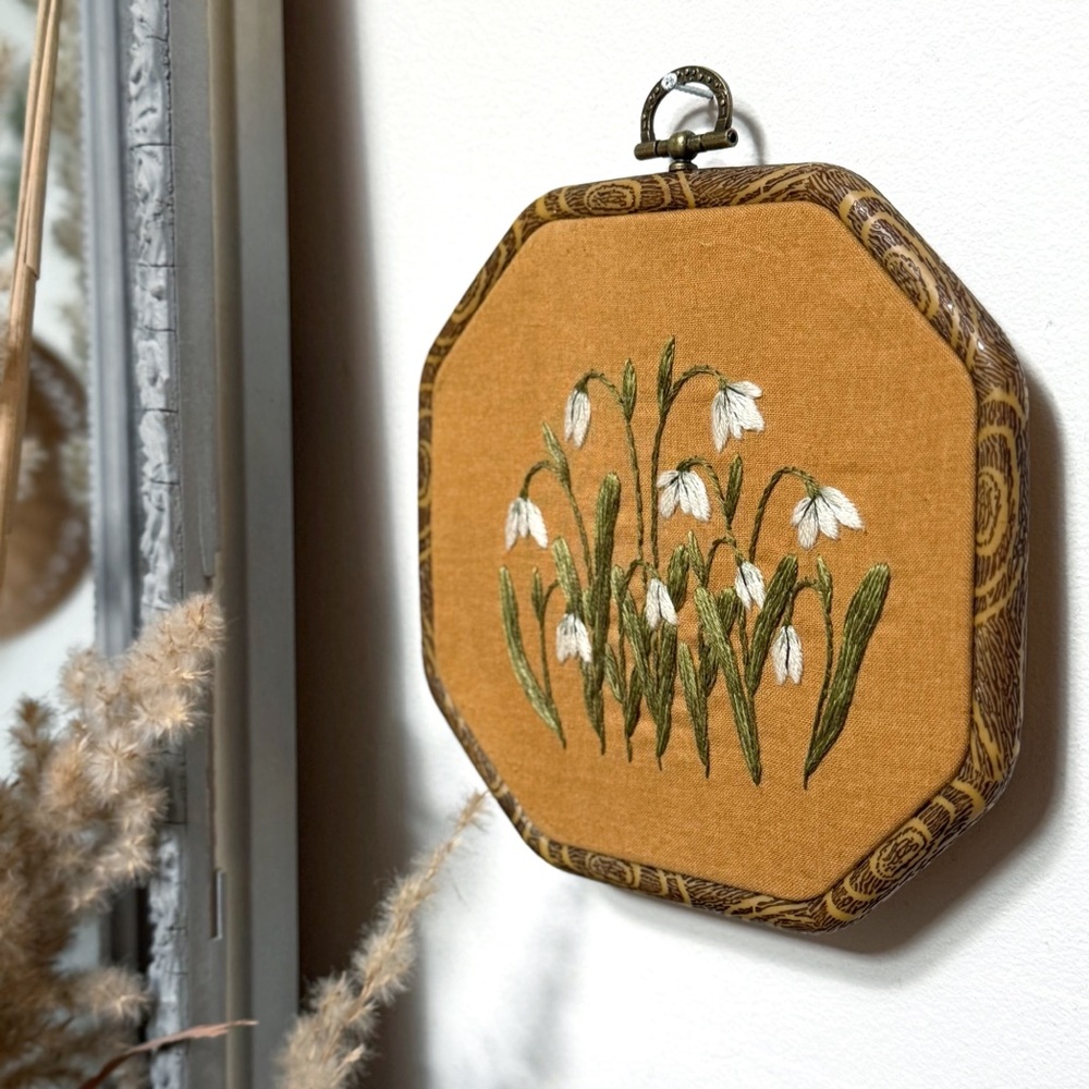Handmade Snowdrop Embroidery Wall Art - Picture 6 of 6